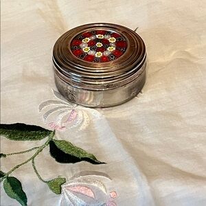 Murano Pill Box Trinket Box with Trinkets Lot